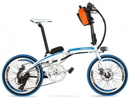 FFSM Bike 240W 48V 12Ah Portable 20 Inches Folding E Bike, Aluminum Alloy Frame Pedal Assist Electric Bike, Both Disc Brakes, Pedelec (Color : Black Blue Standard) plm46 (Color : White Blue Standard)