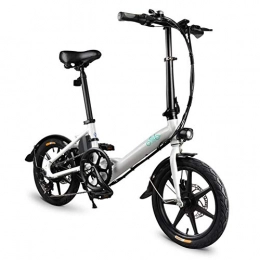 25km/h Folding Electric Bicycle, 16 Inches Fold Electric Bike, Ebike for Adult Load 120kg with 3 Work Modes and 52-tooth Large Chain Disc, 250W White