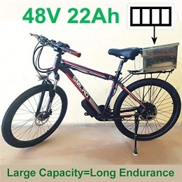 SMLRO Electric Bike 26" 48V Lithium Battery Aluminum Alloy Electric Assisted Bicycle, 27 Speed Electric Bike, MTB / Mountain Bike, adopt Oil Disc Brakes, Pedelec. (22Ah Black Red)