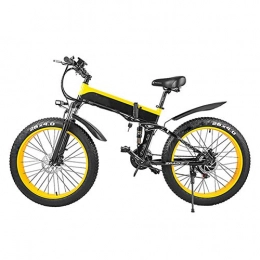 WSHA Bike 26" Electric Bicycle 1000W Electric Mountain Bike Foldable Snow Ebike Commuter Bike with Removable 48V 10.4Ah Battery, for Mens Women Adults - Yellow