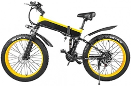 Capacity Electric Bike 26" Electric Bicycle 1000W Electric Mountain Bike Foldable Snow Ebike Commuter Bike with Removable 48V 10.4Ah Battery, for Mens Women Adults - Yellow