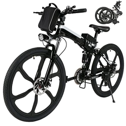 Eloklem Bike 26" Electric Bike for Adult Electric Mountain Bike E-Bike, Powerful Motor Electric Bicycle with Removable 8AH Lithium-Ion Battery Professional 21 Speed Gears (Black-white)