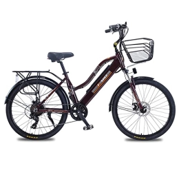WOGQX Bike 26'' Electric Bike for Women, Shimano 7-Speed Electric Bicycle with Removable 350W 36V 10AH Hidden Lithium Battery, Max Range 45 Miles, Brown