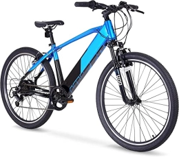 YUANLE Bike 26” Electric Bike with 36V 7.8Ah Integrated Battery Aluminium Frame Front Suspension - Black / Blue