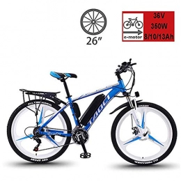 EggshellHome Electric Bike 26'' Electric Bikes, Mens Mountain Bike, Magnesium Alloy Ebikes Bicycles, with Removable Large Capacity Lithium-Ion Battery 36V 350W , for Sports Outdoor Cycling Travel Commuting, Blue, 13AH
