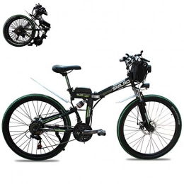 GHH Electric Bike 26" Electric folding mountain bike Adult Outdoor Hybrid Bike Disc 21 Speed Gear Brakes (48V 350W) Removable Lithium-Ion Battery Country electric bike, Black