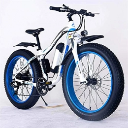 CCLLA Electric Bike 26" Electric Mountain Bike 36V 350W 10.4Ah Removable Lithium-Ion Battery Fat Tire Snow Bike for Sports Cycling Travel Commuting (Color : White Blue)