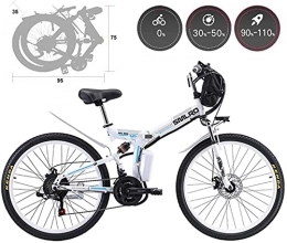 CCLLA Electric Bike 26'' Electric Mountain Bike Adult Folding Comfort Electric Bicycles 21 Speed Gear And Three Working Modes, Hybrid Recumbent / Road Bikes, Aluminium Alloy, Disc Brake (Color : White)