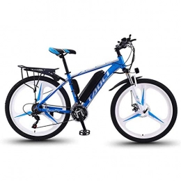 SXZZ Electric Bike 26'' Electric Mountain Bike, Electric Bicycle with Rear Seat And LED Highlight Light, Removable Large Capacity Lithium-Ion Battery, 21 Speed Gear E-Bike, BlueA, 10AH