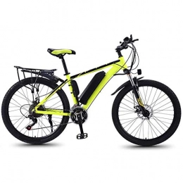 SXZZ Bike 26'' Electric Mountain Bike, Electric Bicycle with Rear Seat And LED Highlight Light, Removable Large Capacity Lithium-Ion Battery, 21 Speed Gear E-Bike, Yellow, 13AH
