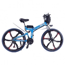 SMLRO  26" Electric Mountain Folding Bike Removable Large Capacity Lithium-Ion Battery (48V 10ah 350W) Electric Bike 21 Speed Gear Three Work Modes Blue