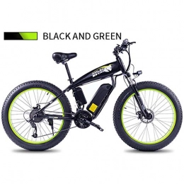 LOO LA Electric Bike 26'' Fat Tire e-Bike Mountain Bike, Large Capacity Lithium-Ion Battery (48V 13AH 350W), 21 Speeds Beach Cruiser Sports Mountain Bikes Full Suspension, Green