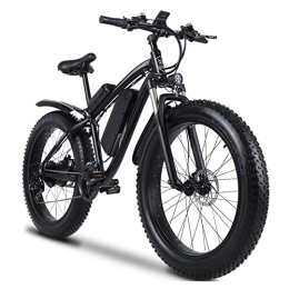 Electric oven Bike 26 ”Fat Tire Electric Bike 1000W Electric Mountain Bike 48V 17Ah Removable Lithium Battery 24.8MPH Bike Powerful Ebike for Cycling Enthusiasts (Color : Black, Number of speeds : 21)