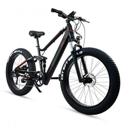 Electric oven Electric Bike 26'' Fat Tire Electric Mountain Bike 1000W E Bike for Adults, 48V14AH Lithium Battery 9 Speed Mountain Beach Ebike for Men, Maximum speed 28 mph (Color : Black, Number of speeds : 9)