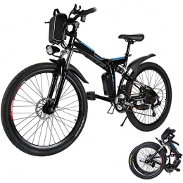 Laiozyen Bike 26'' Folding Electric Mountain Bike 250W Electric Bicycle with Removable Large Capacity Lithium-Ion Battery, Professional 21 Speed Gears (Black)