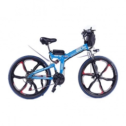 FZYE Electric Bike 26 in Folding Electric Bikes, 48V / 10A / 350W Double Disc Brake Full suspension Bicycle Boost Mountain Cycling, Blue