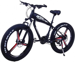 CCLLA Electric Bike 26 Inch 21 / 24 / 27 Speed Electric Mountain Bikes With 4.0" Fat Snow Bicycles Dual Disc Brakes Brakes Beach Cruiser Mens Sports E-bikes (Color : 10Ah, Size : Black-A)