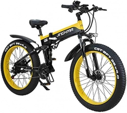 CCLLA Bike 26 Inch Electric Bicycle Foldable 500W48V10Ah Lithium Battery Mountain Bike 21-Speed Off-Road Power Bike 4.0 Big Tires Adult Commuter (Color : Yellow)