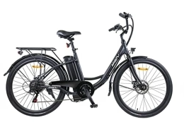 VANKEL Bike 26 inch electric bicycle for men and women, e-bike city bike with Shimano 6-speed gears, 250 W motor and 12.5 Ah battery