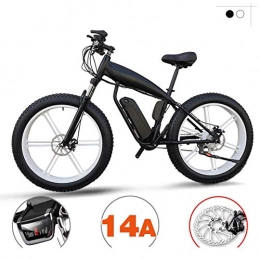 CHXIAN Bike 26 Inch Electric Fat Bike, Electric Mountain Bike 27 Speeds Beach Cruiser with Smart Display 3 Power Modes Lithium Battery (48V 400W) Hydraulic Brake / Disc Brake (Color : Black-C, Size : 14A)