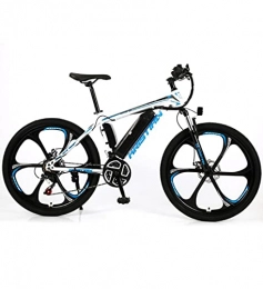 makeups1 Bike 26 Inch Mountain Electric Lithium Battery Adult Variable Speed Off-Road Custom Power-Assisted Bicycle-white_blue_21-speed
