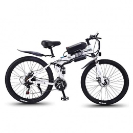 SXZZ Electric Bike 26 Inch Mountain Folding Electric Bike, 27 Speed Electric Bicycle with LED Highlight Light And Dual Disc Brakes, for Men Women Travel Bike, White, A