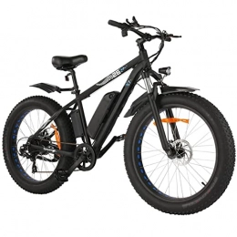 LIU Bike 26 inches Fat Tire Mountain Ebike 500W 48V 10Ah Lithium Battery Electric Bike (Color : Black)