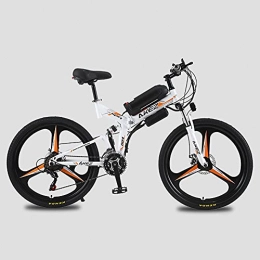 WRJY Electric Bike 26 Inchs Folding Electric Mountain Bike 36V 10AH 350W Motor Professional E-Bike for Adults Men with Premium Full Suspension and 21 Speed Gears White