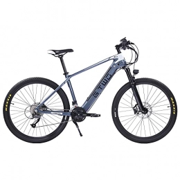 GTWO Electric Bike 27.5 Inch Electric Carbon Fiber Bike, adpopt 350W Motor, Pneumatic Shock Absorber Front Fork, 27 Speed Mountain Bicycle (Grey White, 9.6Ah)