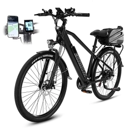 ECTbicyk Bike 27.5 Inch Trekking E-Bike Men's Electric Bicycle Mountain Bike Pedelec City Bike 250 W Motor up to 155 km Range 36 V 12.5 Ah Removable Battery 21 Speed Shimano LCD Colour Display & App (Black)