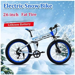 CCLLA Electric Bike 350W Electric Bike Fat Tire Snow Mountain Bike 48V 10Ah Removable Battery 35km / h E-bike 26inch 7 Speed adult Man Foldign Electric Bicycle(color:green) (Color : Blue, Size : 48V10Ah)