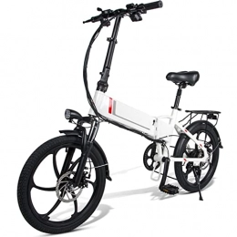WMLD Electric Bike 350W Electric Bike Foldable for Adults Lightweight Pedals 48V battery 20'' Tire Folding Electric Bicycle (Color : White)