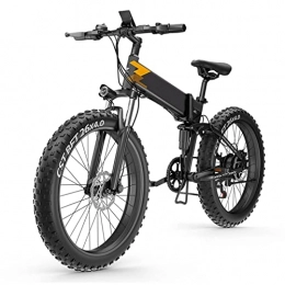 Electric oven Electric Bike 400W Folding Electric Bike for Adults 26" Fat Tire Mountain Beach Snow Bicycles 7 Speed Gear E-Bike with Detachable 48V10Ah Lithium Battery Up to 21.7 MPH (Color : Black)