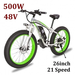 ZJGZDCP Electric Bike 48V 350W Electric Mountain Bike 26inch Fat Tire E-Bike Beach Cruiser Mens Sports Mountain Bike Full Suspension Lithium Battery Hydraulic Disc Brakes Delivery ( Color : White-Green , Size : 350W-15Ah )