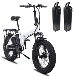 WMLD Bike 500W Electric Bike Foldable for Adults Outdoor Cycling Foldable 4.0 Fat Tire MTB Men Beach Snow Mountain Ebike (Color : White-2 Battery)