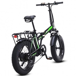 LAYZYX Electric Bike 500W Electric Foldable Bicycle, 48V Mens Mountain Bike 7 Variable Speed 4 inch Tire Road Bicycle Snow Bike Pedals with Hydraulic Disc Brakes and Front Suspension Fork, 3 Operating Modes, Black, 20inches