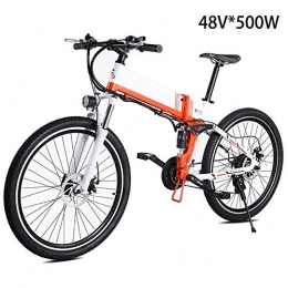 LAYZYX Bike 500W Electric Mountain Bike 48V / 12.8Ah Mens 26 Inch Mountain Snow E- Bike, Electric Bike 21 Speed Gear and Three Working Modes, with Hydraulic Disc Brakes LED Headlights with Gifts, Latest, White