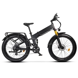 Electric oven Electric Bike 750w Electric Bike Folding for Adults Ebike 26 * 4.0 Inch Fat Tire 8 Speed Transmission 48v 14ah Lithium Battery Full Suspension Electric Bicycle (Color : Matte Black)