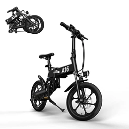 A Dece Oasis Bike ADO 16" Folding Electric Bikes for Adult E Bike 250W with Removable Li-Ion Battery 36V 7.5A for Adults Shimano 7 Speed Transmission Gears Double Disc Brake Black