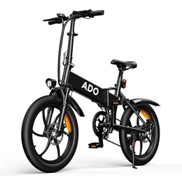 ADO Bike ADO 250W Electric Bike for Adults Foldaway Ebike 20" Folding Electric Bicycle Removable Lithium-Ion Battery E-Bike Alloy Frame Commute Ebike LCD Display Shimano 7 speed(Black)