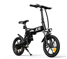ADO Bike ADO A16+ Inch Electric Folding Bicycle A16+ Shimano 7 speed 250W Power Rate Gear Motor Removable Battery Ebikes for Adults 16” Folding Electric Mountain Bike (Black)
