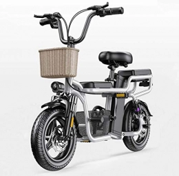 SHJR Electric Bike Adult 14Inch Small Folding Electric Bike, 48V Lithium Battery Convenient City E-Bikes, Parent-Child Lightweight Electric Bicycle, White, 200KM