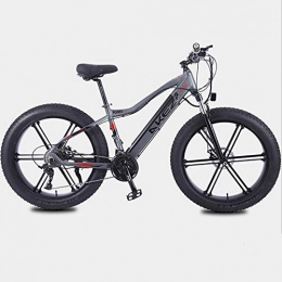 WXX Electric Bike Adult Electric Bicycle, Aluminum Alloy 26"Mountain Bicycle, Thick Wheel Snow Bicycle, 36V 10AH 350W Hidden Detachable Lithium Battery Bicycle, Gray