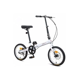  Electric Bike Adult Electric Bicycles 16 Inch Folding Bicycle Ultra-Light Portable Bike Female Daily Work Commute Mini Disc Brake High Carbon Steel Frame Foldable (White)