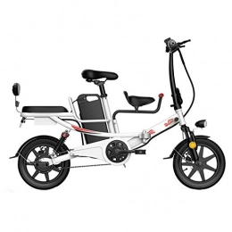 KT Mall Bike Adult Electric Bicycles Folding Electric Bike 14 Inch Lithium Battery E Bike 48v 400w High Carbon Steel E Bicycle Energy Saving All-terrain City Road Electric Bike with Baby Seat, White, 48v20ah