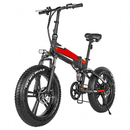 Electric oven Electric Bike Adult Electric Bike Foldable 20 Inch 4.0 Fat Tires Ebike 500W / 750W Powerful Motor Electric Bicycle Mountain Beach Snow Bike (Color : 500W Red)