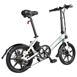 BRISEZZ Bike Adult electric bike foldable e-bike Light Shimano 6-speed with 250 W 36 V battery Maximum speed 25 km h 16-inch wheels Double disc brakes for adults teenagers and commuters HRTT (Color : White)