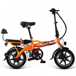 ZQYR Bike Electric Bike Adult Electric Folding Bike E-Bike Bicycle Safe Adjustable Portable for Cycling, 350W 48V High speed brushless motor, Intelligent remote key (Cruising Range: 70~80 km) Orange