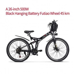 AFF Electric Bike Adult Electric Mountain Bike Folding E-bike With GPS 48V 8AH 500W Mini Double with Endurance 90-180KM and Top Speed 40km / h, Double Disc Brakes, Black