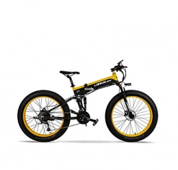 SHJR Electric Bike Adult Fat Tire Electric Mountain Bike, 48V Lithium Battery Aluminum Alloy Foldable Snow Bicycle, With LCD Display 26Inch 4.0 Wheels, B